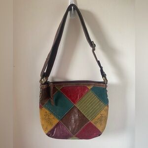 Vintage Fossil Talita Multicolor Suede Crossbody Bag